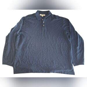 Tommy Bahama Long Sleeve Polo Shirt Men's 2XL Navy Blue